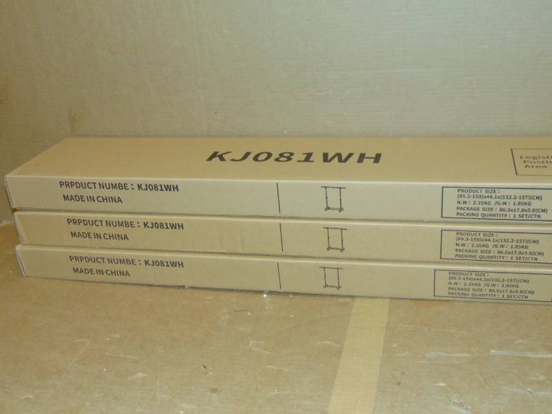 lot 63 image: 3 Pack Lot Deluxe Adjustable Garment Rack - Rolling Clothes Organizer - White and Chrome