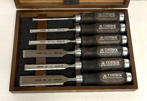 lot 42 image: Narex 6 Peice Beveled Edge Working Chisels