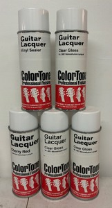 lot 182 image: Collection of Color Tone Professional Guitar Finishes, Sealer, Polishing Compound, Grain Filler, Buffing Compound and More