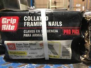 lot 60 image: GRIP RITE COLLATED FRAMING NAILS