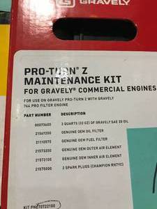 lot 130 image: GRAVELY PRO TURN Z MAINTENANCE KIT