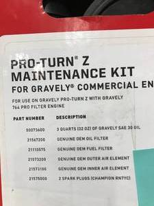 lot 131 image: GRAVELY PRO TURN Z MAINTENANCE KIT