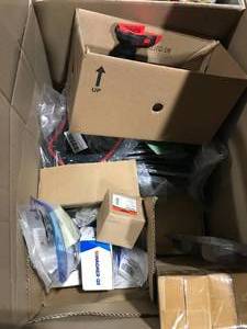lot 162 image: LARGE BOX ASSORTED GARAGECAR PARTS