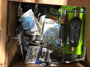 lot 222 image: LARGE BOX ASSORTED PLUMBING ITEMS