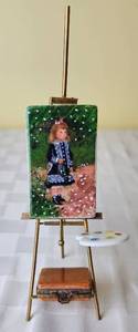 lot 3 image: Rochard Peint Main Limoge France Artist Easel Girl with Watering Can Portrait and Limoge Paint Box