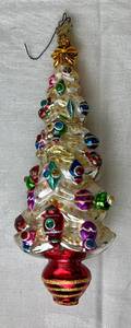 lot 57 image: Vintage Christopher Radko 7 Slim and Trimmed Glass Christmas Ornament