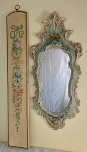 lot 98 image: Vintage Italian Mirror and Italian Wooden Wall Art