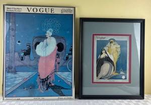 lot 114 image: Vogue Helen Dryden Magazine Cover January 15 1918 and Framed & Matted Cover April 1, 1920