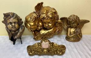 lot 81 image: Golden Cherub Collection - 4 Pieces