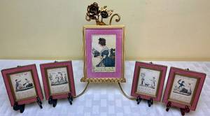 lot 88 image: Vintage English Grammer Art Prints and Dear Valentine Framed Print