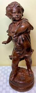 lot 90 image: Pebble Thrower  by Auguste Moreau Collectible Statue 24.5 H