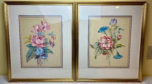 lot 99 image: Set of 2 Barbara Herbert Floral Watercolor Paintings