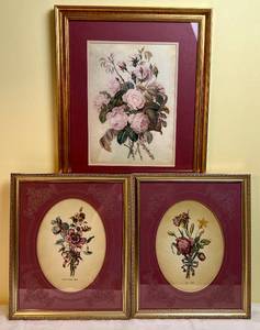 lot 103 image: Set of 3 Floral Prints