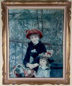 lot 112 image: Pierre Auguste Renior Large Framed Print Two Sisters Red Hat