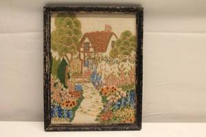lot 10 image: Cottage and Garden Path Needlepoint
