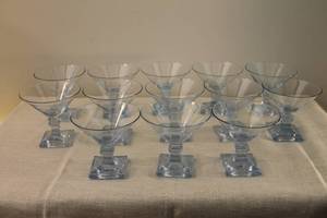 lot 1-84 image: Set of 13 Cocktail Glasses by Duncan and Miller Alden Glass (Blue)