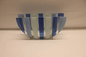 lot 1-136 image: Half-round Blue-striped Glass with Metal Base