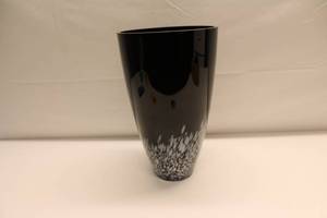 lot 1-137 image: Vintage Hand-blown Cranberry with Splattered White Accent Art Glass