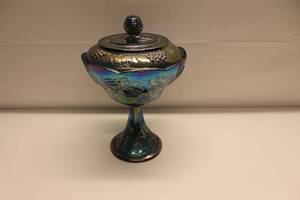lot 1-138 image: Blue Harvest Iridescent Carnival Glass