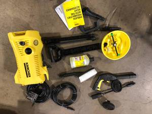 lot 17 image: Karcher 2000 Max PSI 1.45 GPM K 2 Power Control Cold Water CHK Corded Electric Pressure Washer Car Kit and Surface Cleaner  Customer  Returns See Pictures