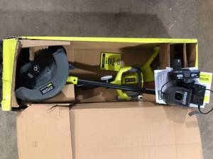 lot 35 image: RYOBI ONE 18V 9 in. Cordless Battery Edger with 2.0 Ah Battery and Charger  Customer  Returns See Pictures