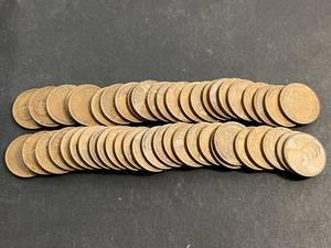 ROLL OF 50 US WHEAT CENTS ALL 1944