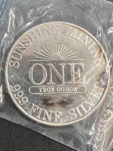 1 TROY OZ .999 FINE SILVER SUNSHINE MINING ROUND