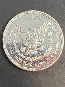2 TROY OZ .999 FINE SILVER 1987 MORGAN DOLLAR DESIGNED ROUND