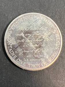 1 TROY OZ .999 FINE SILVER CONSTITUTION MINT ROUND