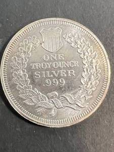 1 TROY OZ .999 FINE SILVER INDIAN HEAD CENT ROUND