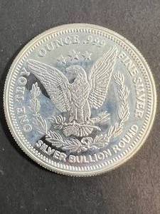 1 TROY OZ .999 FINE SILVER MORGAN DOLLAR DESIGNED ROUND