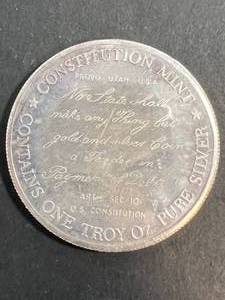 1 TROY OZ .999 FINE SILVER CONSTITUTION MINT ROUND