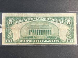 1934 US BLUE SEAL $5 SILVER CERTIFICATE