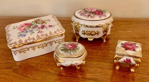 lot 103 image: Variety of Beautiful Hand Painted Trinket Boxes and Music Box