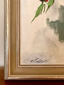 lot 109 image: Original Framed Oil on Canvas Floral Painting