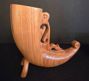 lot 147 image: Pair of Vintage Carved Wooden VesselsScoops
