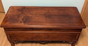 lot 15 image: Vintage Cavalier Carved Wood Cedar Chest
