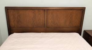 lot 13 image: Vintage Mid Century Dixie Full Size Headboard and Nightstand