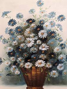 lot 38 image: Vintage Framed Floral Oil Painting by Nancy Lee