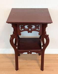 lot 42 image: Ornate Carved Painted Wood Side Table