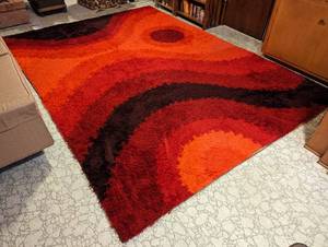 lot 45 image: Awesome Mid Century Shag Area Rug  Retro Rya Rug
