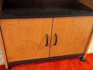 lot 170 image: Rolling Wood TV Stand