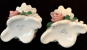 lot 228 image: Vintage Germany Dresden Porcelain Candlestick Holder with Pink Rose