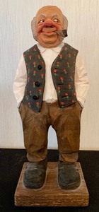 lot 229 image: Vintage Shafer and Vater Dutch Girl Cream Pitcher and Wood Carved Man from Sweden