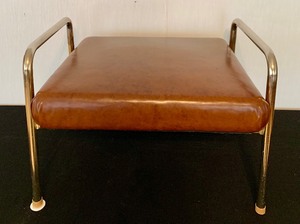 lot 213 image: Mid-Century Adjustable Foot Stool with Amana Woolen Mills 100% Virgin Wool Blanket