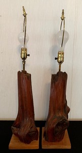 lot 204 image: Pair of Vintage Handmade Driftwood Tree Lamps
