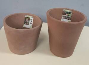 Southern Patio- Vaso  (1) 10.9 in. Dia Tall Clay Planter & (1)  Vaso- 9.8 in. x 6.7 in. Terracotta Clay Pot-