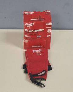 Milwaukee- (1 set) 18 in. Red 4-Way Stretch Cut 3 Resistant Protective Arm Sleeves & (1 box) Milwaukee All Day Comfort Ear Plugs - Individually Wrapped (Box of 100 Pair)