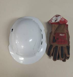 Milwaukee-  Front Brim Hard Hat  Model 50-73-1135- Shell Only & MILWAUKEE - Impact gloves- 8 M - Model 48-22-8771