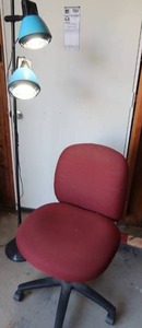 lot 67 image: POLE LAMP  OFFICE CHAIR